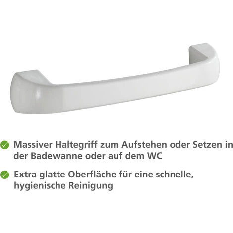 WENKO Barre D'appui WC Pure, Poignée Murale Salle De Bain, Fixation Murale, Plastique, 28,5x5x6,5 Cm, Blanc - Blanc 4 WENKO Barre D'appui WC Pure, Poignée Murale Salle De Bain, Fixation Murale, Plastique, 28,5x5x6,5 Cm, Blanc - Blanc – Image 2