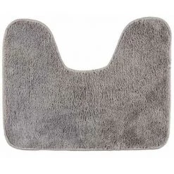WENKO Tapis WC Valletta, Tapis Contour WC Antidérapant, Polyester, 50x40 Cm, Gris
