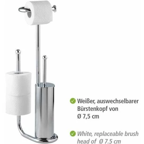 WENKO Serviteur WC 3en1, Distributeur Papier Toilette, Brosse WC Et Range Papier Toilette, Universalo, Acier, 20x62,5x23 Cm, Chromé - Chromé 5 WENKO Serviteur WC 3en1, Distributeur Papier Toilette, Brosse WC Et Range Papier Toilette, Universalo, Acier, 20x62,5x23 Cm, Chromé - Chromé – Image 3