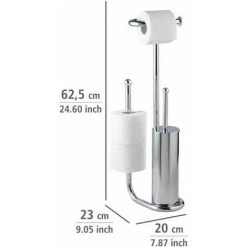 WENKO Serviteur WC 3en1, Distributeur Papier Toilette, Brosse WC Et Range Papier Toilette, Universalo, Acier, 20x62,5x23 Cm, Chromé - Chromé 10 WENKO Serviteur WC 3en1, Distributeur Papier Toilette, Brosse WC Et Range Papier Toilette, Universalo, Acier, 20x62,5x23 Cm, Chromé - Chromé -WENKO Soldes 6578405 4