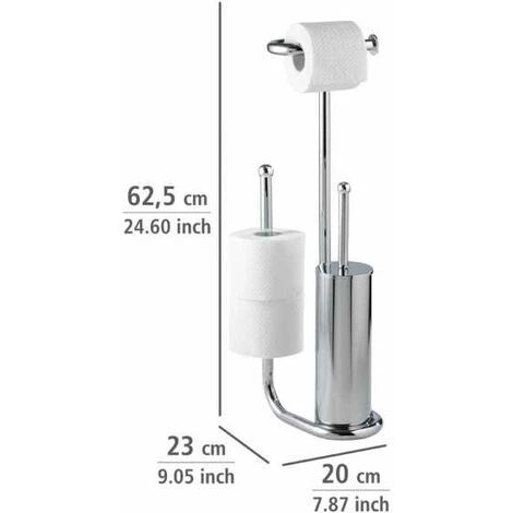 WENKO Serviteur WC 3en1, Distributeur Papier Toilette, Brosse WC Et Range Papier Toilette, Universalo, Acier, 20x62,5x23 Cm, Chromé - Chromé 6 WENKO Serviteur WC 3en1, Distributeur Papier Toilette, Brosse WC Et Range Papier Toilette, Universalo, Acier, 20x62,5x23 Cm, Chromé - Chromé – Image 4