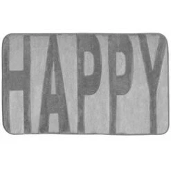 WENKO Tapis De Bain Mémoire De Forme, Happy Gris Concrete, Tapis Salle De Bain Antidérapant, Polyester, 50x80 Cm, Gris