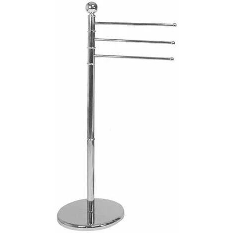 WENKO Porte Serviette Sur Pied, Porte Serviette Salle De Bain, 3 Portants, Exclusif, Acier, 48,5x90x28,5 Cm, Chromé - Chromé 3 WENKO Porte Serviette Sur Pied, Porte Serviette Salle De Bain, 3 Portants, Exclusif, Acier, 48,5x90x28,5 Cm, Chromé - Chromé