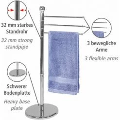 WENKO Porte Serviette Sur Pied, Porte Serviette Salle De Bain, 3 Portants, Exclusif, Acier, 48,5x90x28,5 Cm, Chromé - Chromé 7 WENKO Porte Serviette Sur Pied, Porte Serviette Salle De Bain, 3 Portants, Exclusif, Acier, 48,5x90x28,5 Cm, Chromé - Chromé -WENKO Soldes 6578425 2