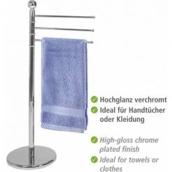WENKO Porte Serviette Sur Pied, Porte Serviette Salle De Bain, 3 Portants, Exclusif, Acier, 48,5x90x28,5 Cm, Chromé - Chromé 8 WENKO Porte Serviette Sur Pied, Porte Serviette Salle De Bain, 3 Portants, Exclusif, Acier, 48,5x90x28,5 Cm, Chromé - Chromé -WENKO Soldes 6578425 3