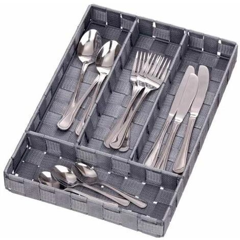 WENKO Range Couvert Tiroir Adria, Rangement Couverts Tiroir Cuisine 4 Compartiments, Plastique, 36x4,5x26 Cm, Gris - Gris 4 WENKO Range Couvert Tiroir Adria, Rangement Couverts Tiroir Cuisine 4 Compartiments, Plastique, 36x4,5x26 Cm, Gris - Gris – Image 2