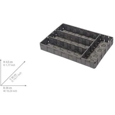 WENKO Range Couvert Tiroir Adria, Rangement Couverts Tiroir Cuisine 4 Compartiments, Plastique, 36x4,5x26 Cm, Gris - Gris 5 WENKO Range Couvert Tiroir Adria, Rangement Couverts Tiroir Cuisine 4 Compartiments, Plastique, 36x4,5x26 Cm, Gris - Gris – Image 3