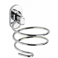 WENKO Porte Sèche Cheveux Mural Puerto Rico, Support Sèche Cheveux Mural Power-Loc® Fixation Sans Perçage, Zinc, 10x9x14 Cm, Brillant - Chromé