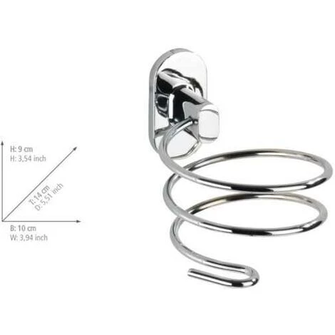 WENKO Porte Sèche Cheveux Mural Puerto Rico, Support Sèche Cheveux Mural Power-Loc® Fixation Sans Perçage, Zinc, 10x9x14 Cm, Brillant - Chromé 6 WENKO Porte Sèche Cheveux Mural Puerto Rico, Support Sèche Cheveux Mural Power-Loc® Fixation Sans Perçage, Zinc, 10x9x14 Cm, Brillant - Chromé – Image 4