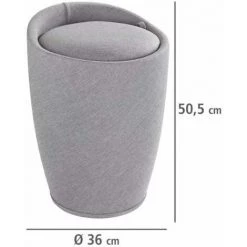 WENKO Tabouret Panier à Linge, Coffre à Linge Et Tabouret Salle De Bain Candy, Coussin Amovible, Aspect Lin, 20 Litres, Plastique, Ø 36x50,5 Cm, Gris Clair - Gris 9 WENKO Tabouret Panier à Linge, Coffre à Linge Et Tabouret Salle De Bain Candy, Coussin Amovible, Aspect Lin, 20 Litres, Plastique, Ø 36x50,5 Cm, Gris Clair - Gris -WENKO Soldes 6578436 3