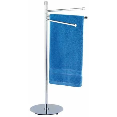 WENKO Porte Serviette Sur Pied Salle De Bain, Roma, 3 Barres Porte Serviette, Acier, 25x25x82 Cm, Chromé - Chromé 4 WENKO Porte Serviette Sur Pied Salle De Bain, Roma, 3 Barres Porte Serviette, Acier, 25x25x82 Cm, Chromé - Chromé – Image 2