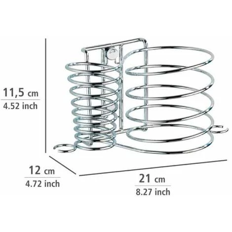 WENKO Porte Sèche Cheveux Et Lisseur, Support Mural Sèche Cheveux Et Lisseur, Milano, Acier, 21x11,5x12 Cm, Brillant - Chromé 6 WENKO Porte Sèche Cheveux Et Lisseur, Support Mural Sèche Cheveux Et Lisseur, Milano, Acier, 21x11,5x12 Cm, Brillant - Chromé – Image 4