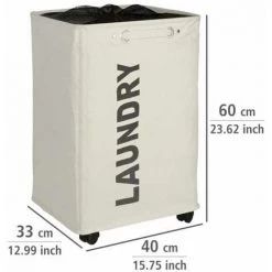 WENKO Panier à Linge Quadro "Laundry", Panier à Linge à Roulettes Et Poignée De Transport, Capacité 79L, Polyester, 140x60x33 Cm, Beige - Beige 9 WENKO Panier à Linge Quadro "Laundry", Panier à Linge à Roulettes Et Poignée De Transport, Capacité 79L, Polyester, 140x60x33 Cm, Beige - Beige -WENKO Soldes 6578456 3