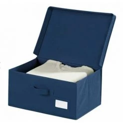 WENKO Boîte De Rangement Tissu, Air S, 34 X 19 X 24 Cm - Bleu