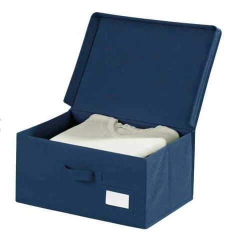 WENKO Boîte De Rangement Tissu, Air S, 34 X 19 X 24 Cm - Bleu 3 WENKO Boîte De Rangement Tissu, Air S, 34 X 19 X 24 Cm - Bleu