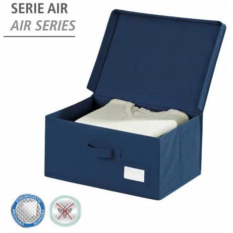 WENKO Boîte De Rangement Tissu, Air S, 34 X 19 X 24 Cm - Bleu 4 WENKO Boîte De Rangement Tissu, Air S, 34 X 19 X 24 Cm - Bleu – Image 2
