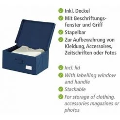 WENKO Boîte De Rangement Tissu, Air S, 34 X 19 X 24 Cm - Bleu 9 WENKO Boîte De Rangement Tissu, Air S, 34 X 19 X 24 Cm - Bleu -WENKO Soldes 6578458 3