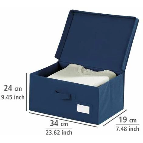 WENKO Boîte De Rangement Tissu, Air S, 34 X 19 X 24 Cm - Bleu 7 WENKO Boîte De Rangement Tissu, Air S, 34 X 19 X 24 Cm - Bleu – Image 5