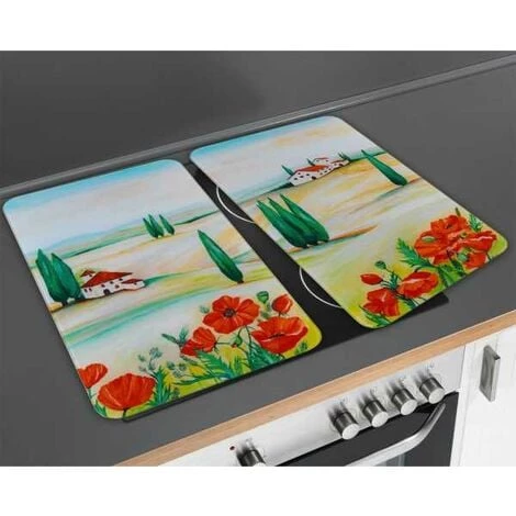 WENKO Protection Plaque De Cuisson, Couvre Plaque De Cuisson En Verre "Toscane", Lot De 2, Verre Trempé, 30x52 Cm, Multicolore 4 WENKO Protection Plaque De Cuisson, Couvre Plaque De Cuisson En Verre "Toscane", Lot De 2, Verre Trempé, 30x52 Cm, Multicolore – Image 2