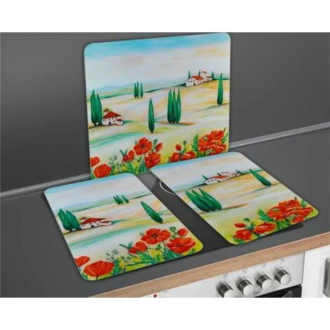 WENKO Protection Plaque De Cuisson, Couvre Plaque De Cuisson En Verre "Toscane", Lot De 2, Verre Trempé, 30x52 Cm, Multicolore 5 WENKO Protection Plaque De Cuisson, Couvre Plaque De Cuisson En Verre "Toscane", Lot De 2, Verre Trempé, 30x52 Cm, Multicolore – Image 3