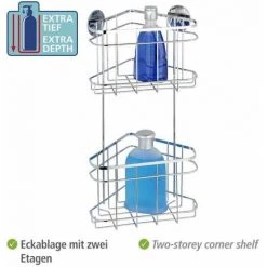 WENKO Etagère D'angle Douche, étagère Angle Salle De Bain 2 Niveaux, Fixation Sans Perçage Turbo-Loc®, Acier Inox, 22,5x47,5x15,5 Cm, Brillant - Brillant 9 WENKO Etagère D'angle Douche, étagère Angle Salle De Bain 2 Niveaux, Fixation Sans Perçage Turbo-Loc®, Acier Inox, 22,5x47,5x15,5 Cm, Brillant - Brillant -WENKO Soldes 6578464 3