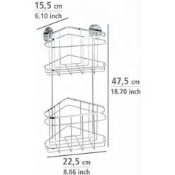 WENKO Etagère D'angle Douche, étagère Angle Salle De Bain 2 Niveaux, Fixation Sans Perçage Turbo-Loc®, Acier Inox, 22,5x47,5x15,5 Cm, Brillant - Brillant 11 WENKO Etagère D'angle Douche, étagère Angle Salle De Bain 2 Niveaux, Fixation Sans Perçage Turbo-Loc®, Acier Inox, 22,5x47,5x15,5 Cm, Brillant - Brillant -WENKO Soldes 6578464 5