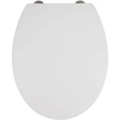 WENKO Abattant WC Avec Frein De Chute Premium Mora, Abattant WC Clipsable Avec Fixation Acier Inox, Duroplast, 37x44,5 Cm, Blanc - Blanc