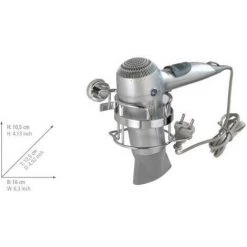 WENKO Porte Sèche Cheveux Mural, Support Sèche Cheveux Sans Perçage Power-Loc®, Sion, Acier, 16x10,5x12,5 Cm, Brillant - Chromé -WENKO Soldes 6578497 3