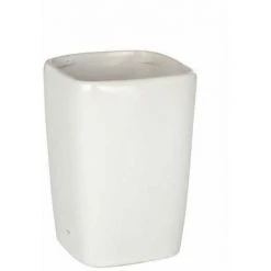 WENKO Gobelet Salle De Bain, Porte Brosse à Dent, Faro, Céramique, 7,3x10,5x7,3 Cm, Blanc - Blanc