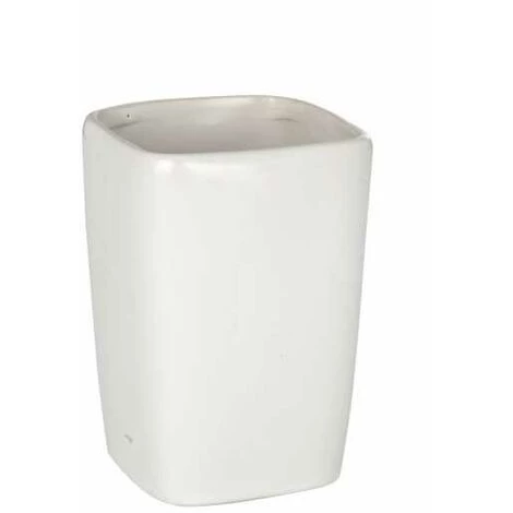 WENKO Gobelet Salle De Bain, Porte Brosse à Dent, Faro, Céramique, 7,3x10,5x7,3 Cm, Blanc - Blanc 3 WENKO Gobelet Salle De Bain, Porte Brosse à Dent, Faro, Céramique, 7,3x10,5x7,3 Cm, Blanc - Blanc