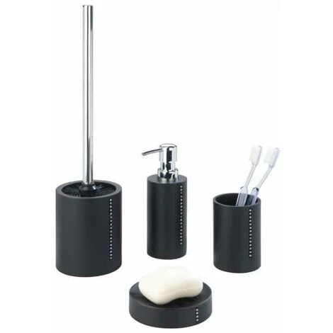 WENKO Gobelet Salle De Bain Diamond, Porte Brosse à Dent, Polyrésine, Ø 7,8x10,5 Cm, Noir Avec Strass - Noir 4 WENKO Gobelet Salle De Bain Diamond, Porte Brosse à Dent, Polyrésine, Ø 7,8x10,5 Cm, Noir Avec Strass - Noir – Image 2