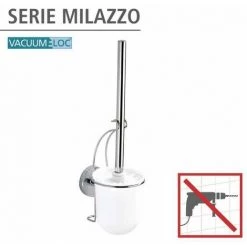WENKO Porte Brosse WC Mural Milazzo, Vacuum-Loc® Fixation Sans Perçage, Repositionnable Sans Laisser De Trace, Plastique - Acier, 10x36,5x12 Cm, Blanc -brillant - Chromé 8 WENKO Porte Brosse WC Mural Milazzo, Vacuum-Loc® Fixation Sans Perçage, Repositionnable Sans Laisser De Trace, Plastique - Acier, 10x36,5x12 Cm, Blanc -brillant - Chromé -WENKO Soldes 6578521 2
