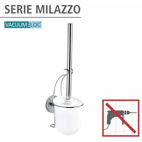WENKO Porte Brosse WC Mural Milazzo, Vacuum-Loc® Fixation Sans Perçage, Repositionnable Sans Laisser De Trace, Plastique - Acier, 10x36,5x12 Cm, Blanc -brillant - Chromé 4 WENKO Porte Brosse WC Mural Milazzo, Vacuum-Loc® Fixation Sans Perçage, Repositionnable Sans Laisser De Trace, Plastique - Acier, 10x36,5x12 Cm, Blanc -brillant - Chromé – Image 2