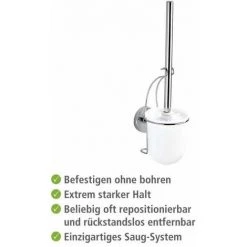 WENKO Porte Brosse WC Mural Milazzo, Vacuum-Loc® Fixation Sans Perçage, Repositionnable Sans Laisser De Trace, Plastique - Acier, 10x36,5x12 Cm, Blanc -brillant - Chromé 10 WENKO Porte Brosse WC Mural Milazzo, Vacuum-Loc® Fixation Sans Perçage, Repositionnable Sans Laisser De Trace, Plastique - Acier, 10x36,5x12 Cm, Blanc -brillant - Chromé -WENKO Soldes 6578521 4