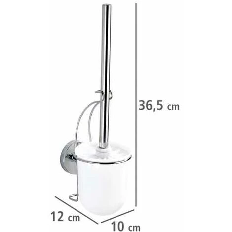 WENKO Porte Brosse WC Mural Milazzo, Vacuum-Loc® Fixation Sans Perçage, Repositionnable Sans Laisser De Trace, Plastique - Acier, 10x36,5x12 Cm, Blanc -brillant - Chromé 7 WENKO Porte Brosse WC Mural Milazzo, Vacuum-Loc® Fixation Sans Perçage, Repositionnable Sans Laisser De Trace, Plastique - Acier, 10x36,5x12 Cm, Blanc -brillant - Chromé – Image 5