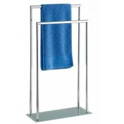 WENKO Porte Serviettes Salle De Bain Sur Pied Style, 2 Barres Porte Serviette, Acier Inox Et Base En Verre Trempé Mat, 46x82x20 Cm, Brillant 6 WENKO Porte Serviettes Salle De Bain Sur Pied Style, 2 Barres Porte Serviette, Acier Inox Et Base En Verre Trempé Mat, 46x82x20 Cm, Brillant -WENKO Soldes 6578529 2