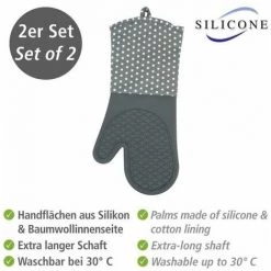 WENKO Manique Silicone, Gant De Cuisine, Gris, Lot De 2 - Gris 8 WENKO Manique Silicone, Gant De Cuisine, Gris, Lot De 2 - Gris -WENKO Soldes 6578533 2