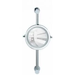 WENKO Miroir Maquillage LED Mural Carpi, Miroir Grossissant X5, Power-Loc® Fixation Sans Perçage à Hauteur Varible, Ø 17,5 Cm, Acier, 25,5x50,5x23 Cm, Chromé - Chromé -WENKO Soldes 6578535 3