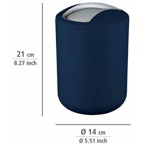 WENKO Mini Poubelle Salle De Bain, Poubelle à Couvercle Basculant Brasil, 2L, Plastique, 14x21x14 Cm, Bleu Foncé - Bleu - Bleu Foncé 5 WENKO Mini Poubelle Salle De Bain, Poubelle à Couvercle Basculant Brasil, 2L, Plastique, 14x21x14 Cm, Bleu Foncé - Bleu - Bleu Foncé – Image 3