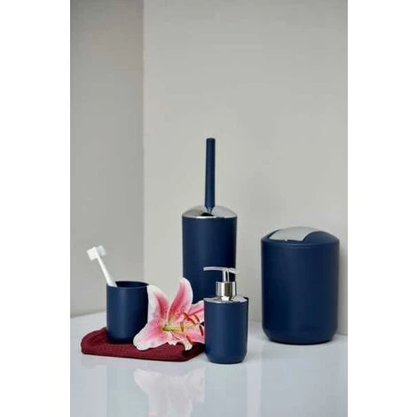 WENKO Mini Poubelle Salle De Bain, Poubelle à Couvercle Basculant Brasil, 2L, Plastique, 14x21x14 Cm, Bleu Foncé - Bleu - Bleu Foncé 7 WENKO Mini Poubelle Salle De Bain, Poubelle à Couvercle Basculant Brasil, 2L, Plastique, 14x21x14 Cm, Bleu Foncé - Bleu - Bleu Foncé – Image 5