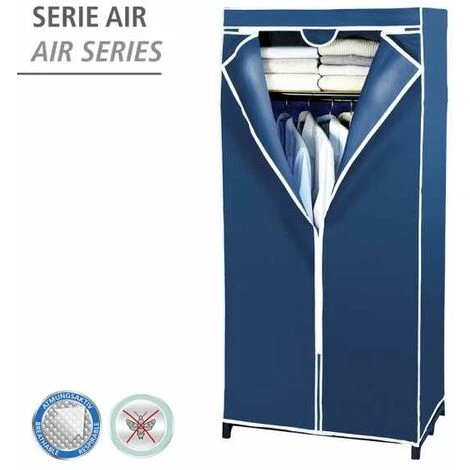 WENKO Armoire En Tissu Air, Penderie Tissu Avec étagère De Rangement Et Fermeture éclair Sur Toute La Hauteur, Charge 10 Kg, Polyester, 75x160x50 Cm, Bleu - Bleu 4 WENKO Armoire En Tissu Air, Penderie Tissu Avec étagère De Rangement Et Fermeture éclair Sur Toute La Hauteur, Charge 10 Kg, Polyester, 75x160x50 Cm, Bleu - Bleu – Image 2