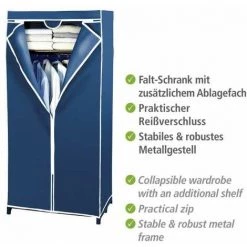 WENKO Armoire En Tissu Air, Penderie Tissu Avec étagère De Rangement Et Fermeture éclair Sur Toute La Hauteur, Charge 10 Kg, Polyester, 75x160x50 Cm, Bleu - Bleu 9 WENKO Armoire En Tissu Air, Penderie Tissu Avec étagère De Rangement Et Fermeture éclair Sur Toute La Hauteur, Charge 10 Kg, Polyester, 75x160x50 Cm, Bleu - Bleu -WENKO Soldes 6578558 3