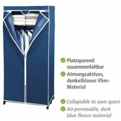 WENKO Armoire En Tissu Air, Penderie Tissu Avec étagère De Rangement Et Fermeture éclair Sur Toute La Hauteur, Charge 10 Kg, Polyester, 75x160x50 Cm, Bleu - Bleu 10 WENKO Armoire En Tissu Air, Penderie Tissu Avec étagère De Rangement Et Fermeture éclair Sur Toute La Hauteur, Charge 10 Kg, Polyester, 75x160x50 Cm, Bleu - Bleu -WENKO Soldes 6578558 4