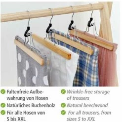 WENKO Cintre Pantalon Premium, Lot De 3 Cintres Pantalons Avec Pince Antidérapante, Idéal Pour Tous Les Pantalons De Taille S à XXL, Bois, 25x16,5x2,2 Cm, Marron - Marron -WENKO Soldes 6578563 4