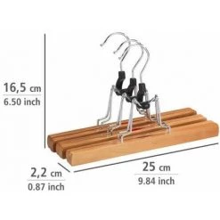 WENKO Cintre Pantalon Premium, Lot De 3 Cintres Pantalons Avec Pince Antidérapante, Idéal Pour Tous Les Pantalons De Taille S à XXL, Bois, 25x16,5x2,2 Cm, Marron - Marron -WENKO Soldes 6578563 5