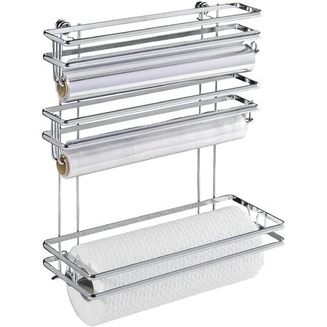 WENKO Distributeur Sopalin Mural Style 3en1, Distributeur Film Alimentaire, Papier Aluminium Et Dévidoir Essuie Tout Mural, Métal, 32x33x13 Cm, Argent 3 WENKO Distributeur Sopalin Mural Style 3en1, Distributeur Film Alimentaire, Papier Aluminium Et Dévidoir Essuie Tout Mural, Métal, 32x33x13 Cm, Argent
