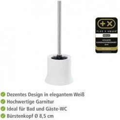 WENKO Brosse WC Basic, Brosse WC Noire, Excellent Rapport Qualité/Prix, Polypropylène, 14x38x14 Cm, Blanc - Blanc -WENKO Soldes 6578576 3
