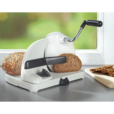 WENKO Trancheuse à Pain Manuelle, épaisseur De Découpe Réglable, Couteau Acier Inox - Plastique, 39x20x31 Cm, Blanc - Argent 5 WENKO Trancheuse à Pain Manuelle, épaisseur De Découpe Réglable, Couteau Acier Inox - Plastique, 39x20x31 Cm, Blanc - Argent – Image 3