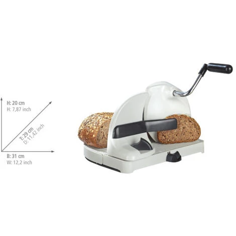 WENKO Trancheuse à Pain Manuelle, épaisseur De Découpe Réglable, Couteau Acier Inox - Plastique, 39x20x31 Cm, Blanc - Argent 6 WENKO Trancheuse à Pain Manuelle, épaisseur De Découpe Réglable, Couteau Acier Inox - Plastique, 39x20x31 Cm, Blanc - Argent – Image 4