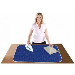 WENKO Nappe De Repassage, Couverture De Repassage, Repassage Rapide Sur Table Avec Réflexion De Chaleur, 5 Epaisseurs, Coton Eco Tex Standard - Aluminium, 130x65 Cm, Bleu - Bleu